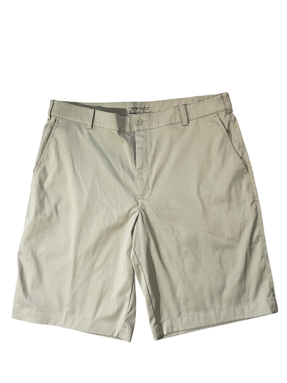 TT2- Nike Golf Men's 36 Classic Flat-Front Khaki Shorts - Neutral Beige